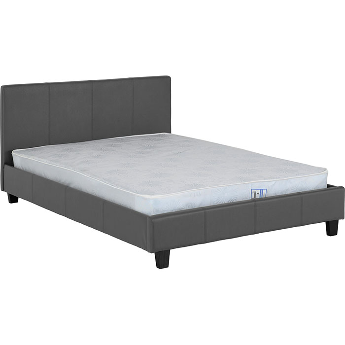 Prado 5' Bed In Black Or Grey Faux Leather - Click Image to Close